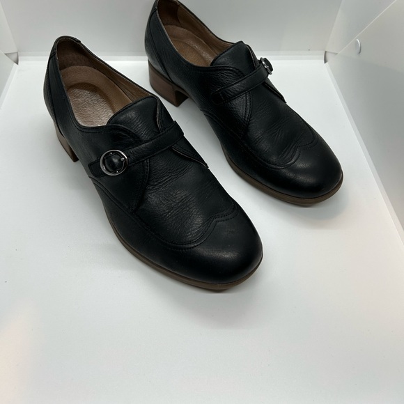 Shoes - RARE Dansko Women 40 US 9.5 Black Leather Front Buckle Comfort Loafer Shoe